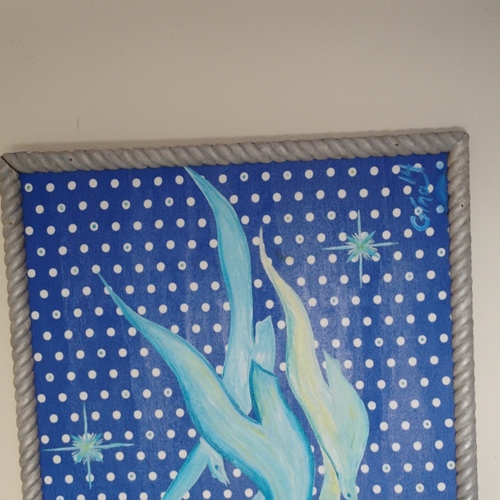 Abstract Blue and Green Bird Canvas Art - Picture 4 of 4